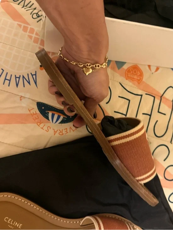 Celine Lympia Triomphe Jacquard Canvas Mules - Rust. 40 - Picture 4 of 6